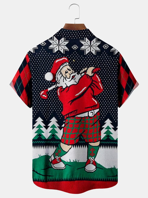 Men's Christmas Funny Graphic Short Sleeve Hawaiian Shirt